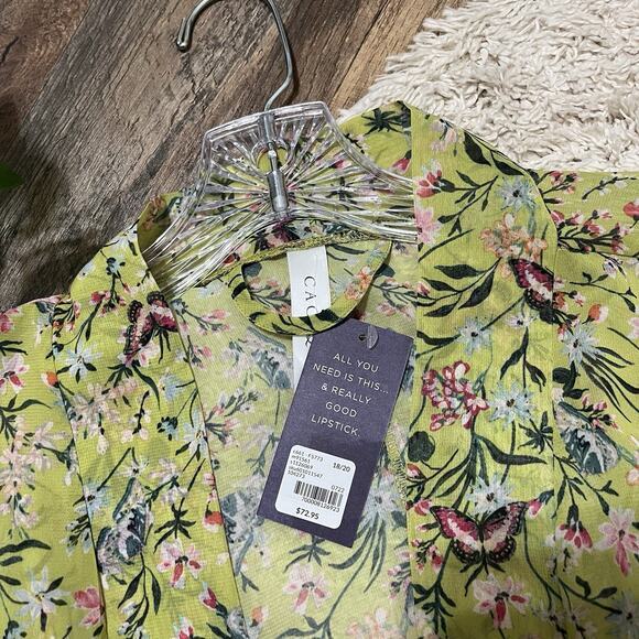 Cacique Lane Bryant 18/20 Green Floral Tie Front Boho Lounge Chiffon Robe NWT - Picture 5 of 7